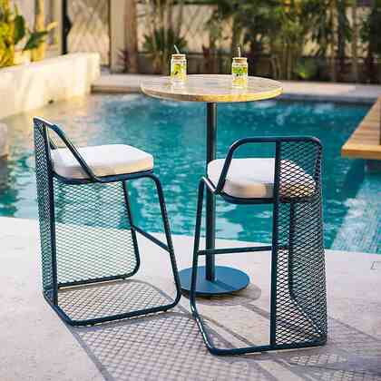 Haven Bar Set - Travertine and Stainless Steel