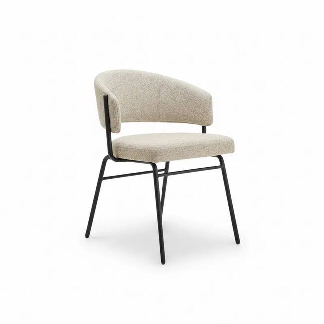 Roberto Dining Chair, Black Metal Frame with Grey Upholstery
