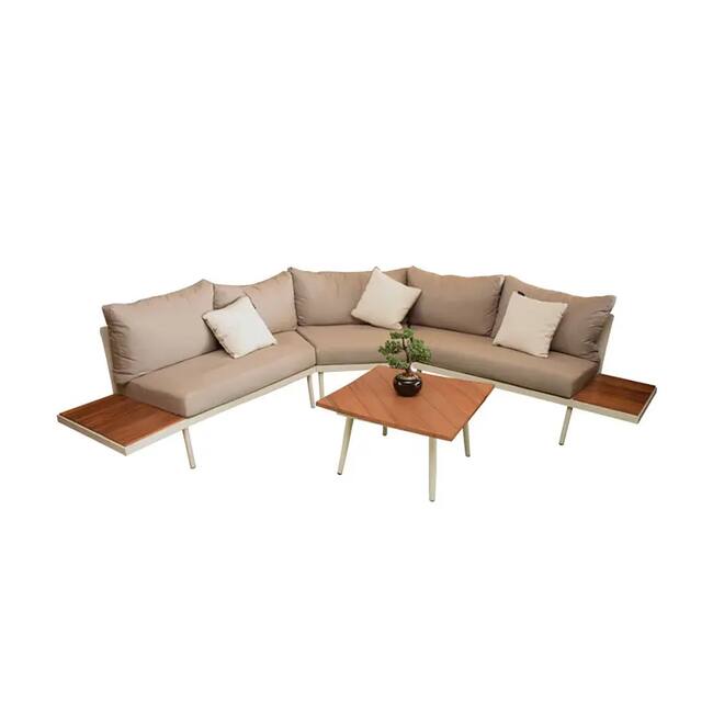 Frankie Outdoor Corner Set -A modern, integrated design with built-in side tables