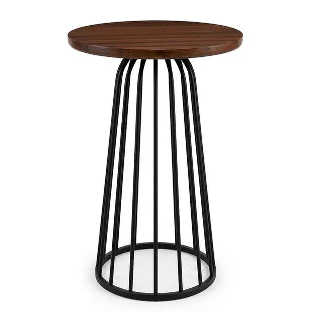 Miana Bar Table – Iron and Natural Iroko Wood