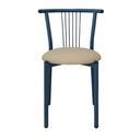 Dark blue iron chair with a beige base