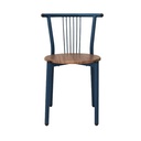 Dark blue iron chair with a wooden base