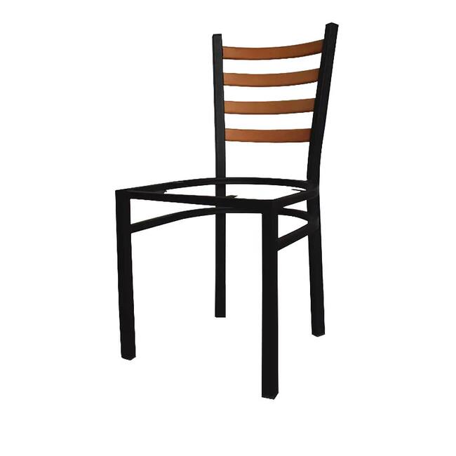 Metal Dining Chair with Beech Wood Slat Backrest,Frame Thickness 1.5 mm, Frame Only, Black