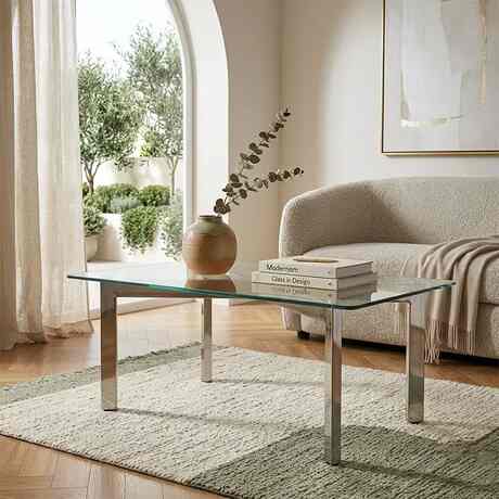 Star Coffee Table – Glass and Stainless Steel