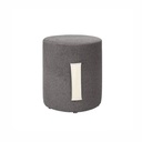 Modern Dark Gray Round Pouf with Light Leather Handle