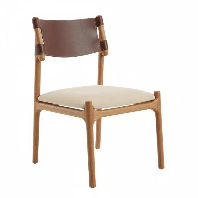 Segments Minimalist Chair - iroko Wood and Genuine Leather