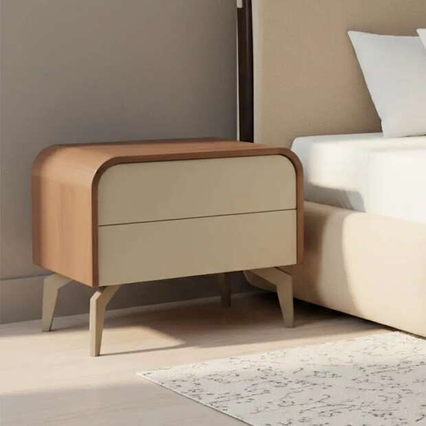 Maroon- Oak Veneer Nightstand (60 cm)
