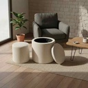 Modern Storage Pouf Set (2 Pieces) - Luxurious Velvet Upholstery