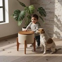 Modern Round Beige Pouf