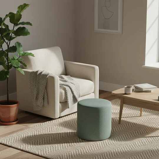 Modern Round pistachio Pouf