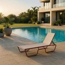 Rumple Modern Aluminum SUN LOUNGER - Red Brick