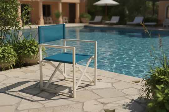 Director's Chair - Modern Creamy White and Turquoise