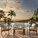 Emilia iroko outdoor set with upholstery