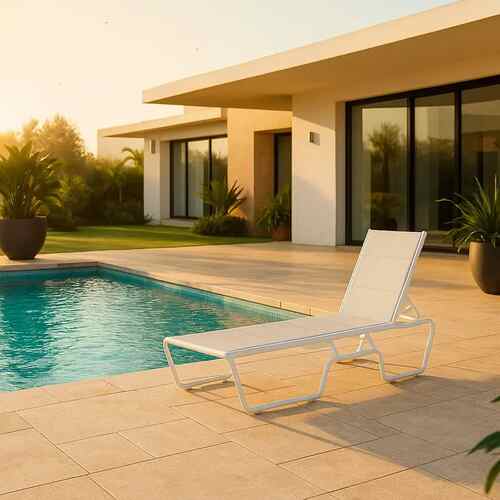 Rumple Modern Aluminum SUNLOUNGER - White
