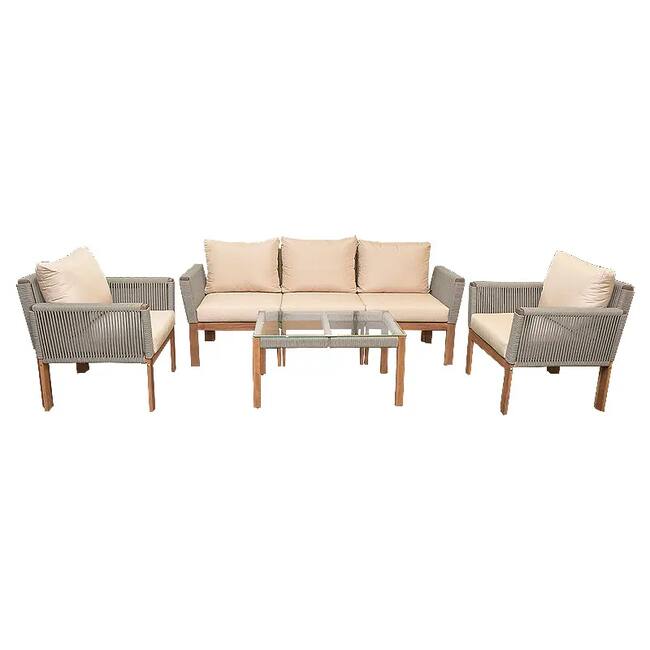 Brendiana - Outdoor Sofa Set Gray X Beige