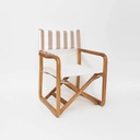 Benjamin Iroko Director's Chair - Beige Striped Fabric