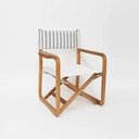 Benjamin Iroko Director's Chair | Gray Striped Fabric