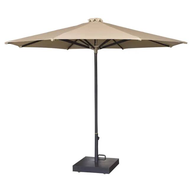 Central pole umprella round shape dia 3M for outdoor with base, Dark Grey x Off- White