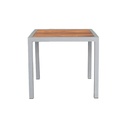 Square Aluminum Coffee Table, Gray x iroko Wood