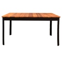 Marbella table, black steel frame, iroko wood top 140Cm