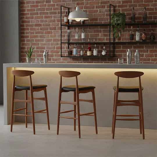 TEKA Barstool Wood in leather
