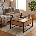 Tavolex Liftable Coffee Table with Hydraulic Lift Function, Convertible, for Living Room 70 Cm